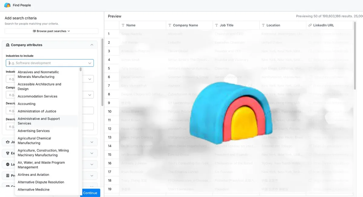 Copyable Industry List for Clay Find People Searches