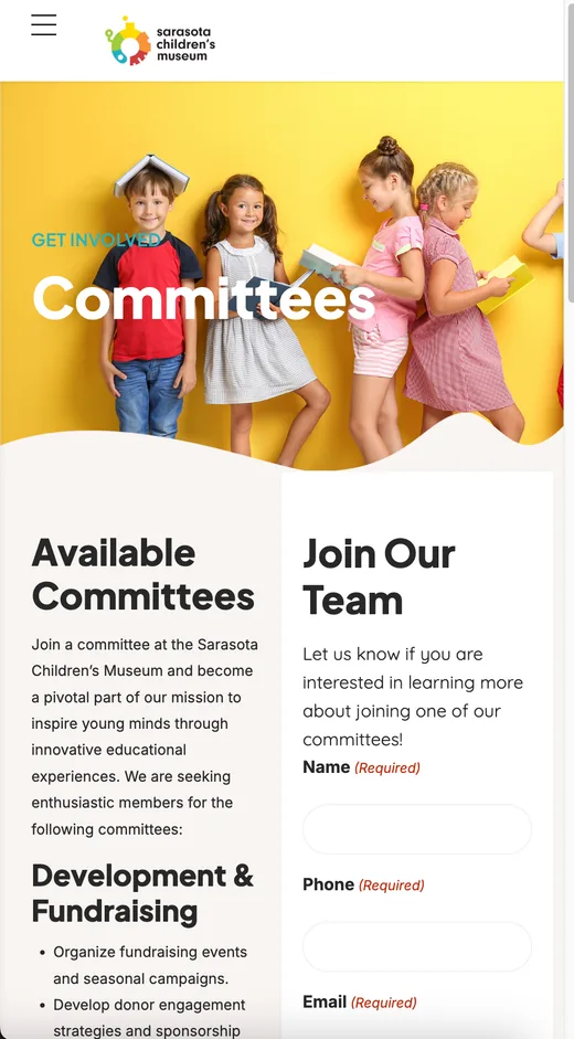 Sarasota Children's Museum mobile site