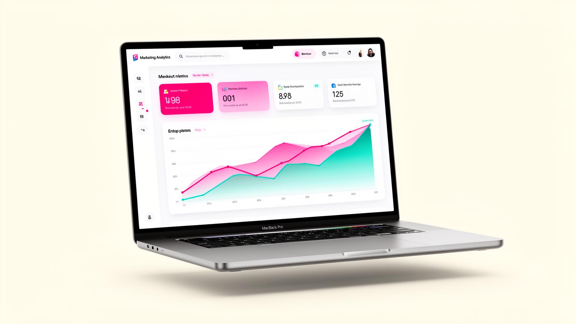Marketing analytics dashboard on a laptop