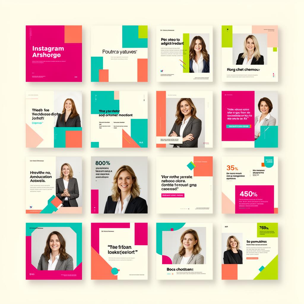 Grid of branded Instagram posts